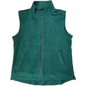 Soul + Sky Velour Fleece Full Zip Sleeveless Vest in Rain Forest Green L NWT
